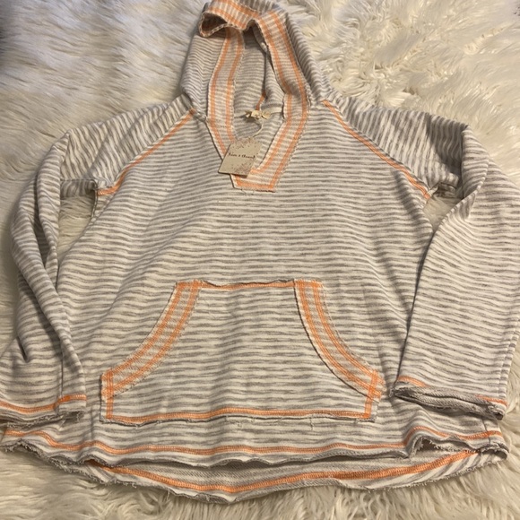 Hem & Thread Anthology Hoodie type too long sleeves silver  and orange see photo - Picture 8 of 12